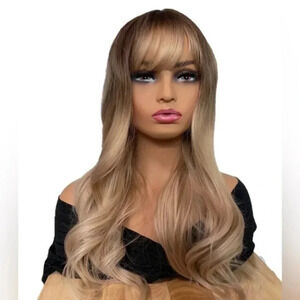 23 Inch Balayage Brown to Blonde Wavy hair Wig